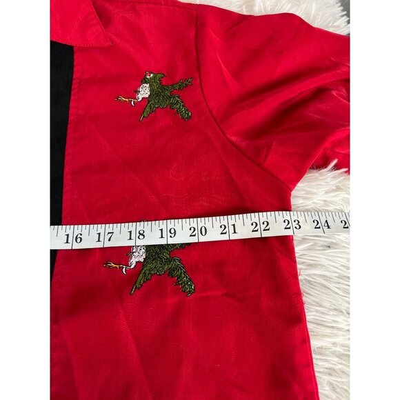 Scorpio USA Vintage Mens  Cuban Cigar Red Shirt Eagles Birds Fighting Embroidere - Picture 5 of 8